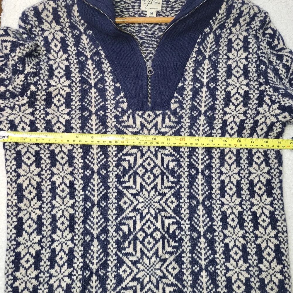 J. Crew Lambswool‎ Fair Isle Quarter Zip Sweater Men's Size Medium
